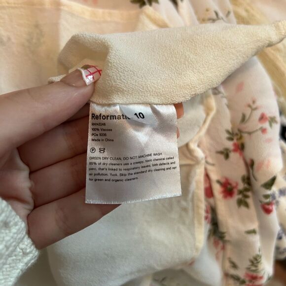 Reformation Dietrich Dress White Rose Floral Size 10 - Picture 11 of 14